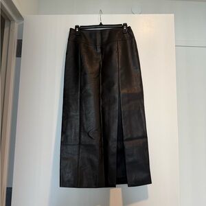 Bardot Black Midi Leather Skirt